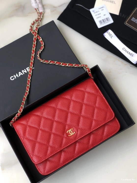 First Bag Ru CAVIAR WITH WALLET CHANEL HARDWARE CHAIN GOLD 0819